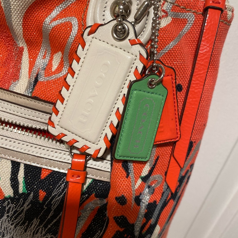 Coach sparkle, Canvas Tote Bag - Orange and Cream - Picture 2 of 10